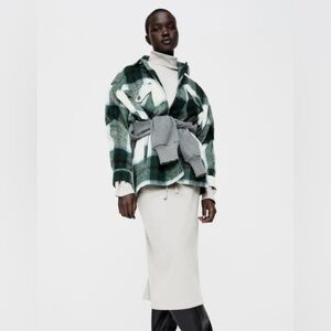 ZARA WOOL BLEND WAFFLE KNIT OVERSHIRT